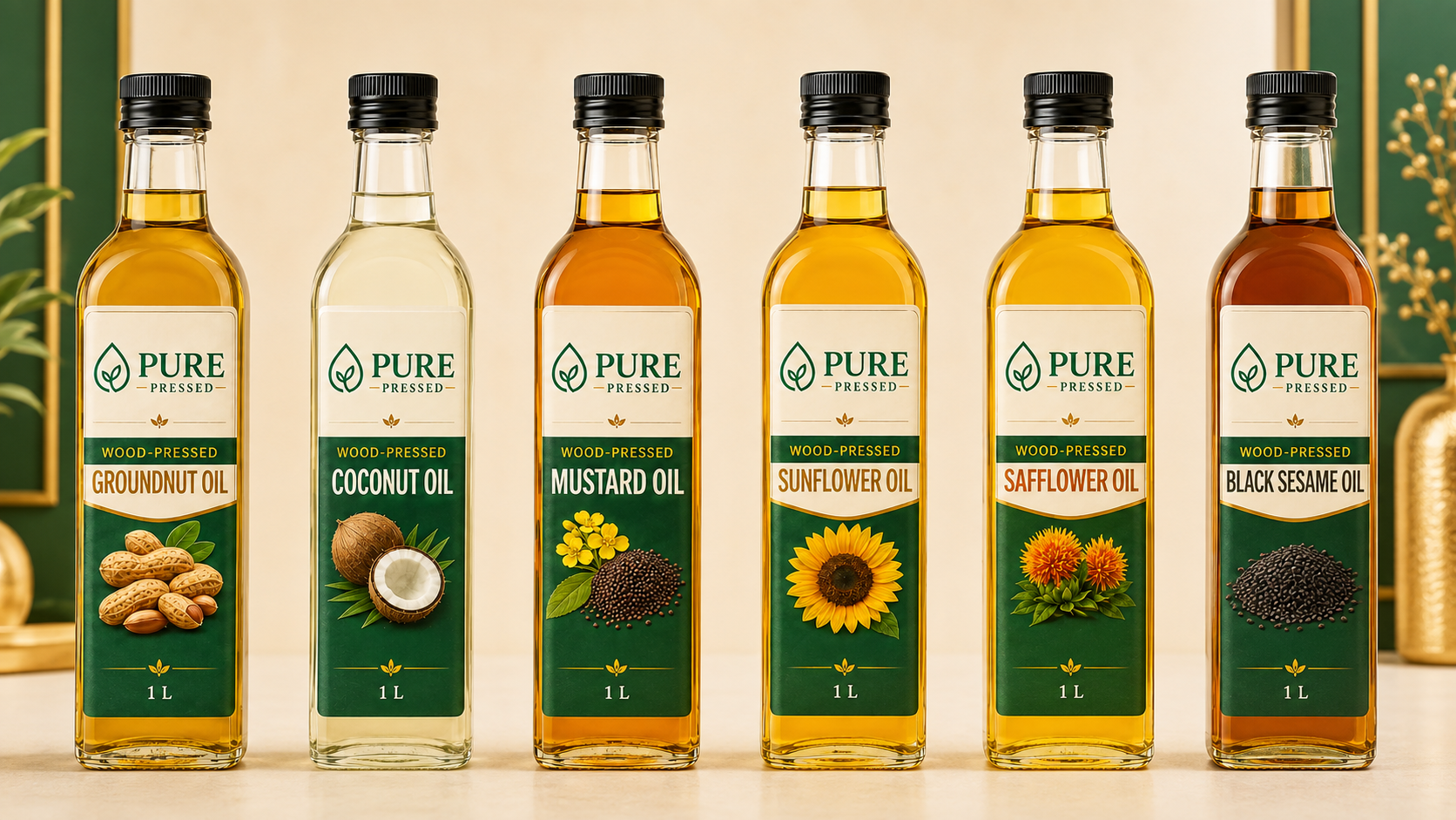 Six Pure Pressed wood-pressed cooking oils